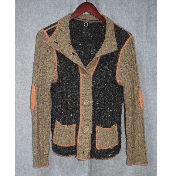 One Girl Who Women’s Colorblock Knit Cardigan Wool Blend - Picture 1 of 3